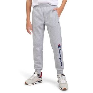 Champion Kids Gray Joggers with Blue Logo